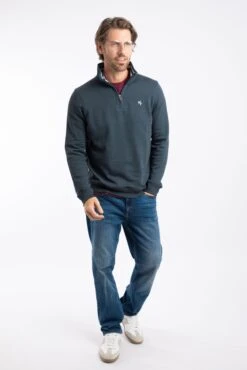 Archer Eco WF Branded 1/4 Zip Sweatshirt Navy -Everyday Luxe 121332