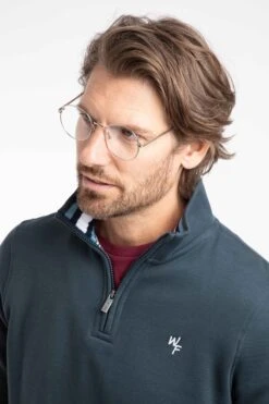 Archer Eco WF Branded 1/4 Zip Sweatshirt Navy -Everyday Luxe 121333