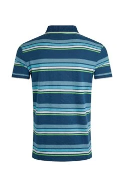 Sunbury Organic Cotton Striped Pique Polo Shirt Ensign Blue -Everyday Luxe 121576
