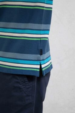 Sunbury Organic Cotton Striped Pique Polo Shirt Ensign Blue -Everyday Luxe 121720