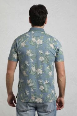 Jarat Printed Jersey Polo Blue Mirage -Everyday Luxe 121788