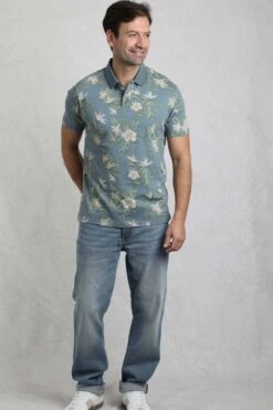 Jarat Printed Jersey Polo Blue Mirage -Everyday Luxe 121789