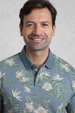 Jarat Printed Jersey Polo Blue Mirage -Everyday Luxe 121790