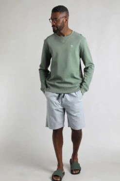 Carlise Organic Cotton Crew Neck Sweatshirt Army Green -Everyday Luxe 121854