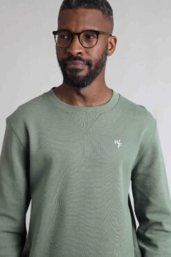 Carlise Organic Cotton Crew Neck Sweatshirt Army Green -Everyday Luxe 121855