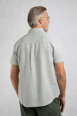 Washton Textured Short Sleeve Shirt Army Green -Everyday Luxe 122154