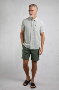 Washton Textured Short Sleeve Shirt Army Green -Everyday Luxe 122155