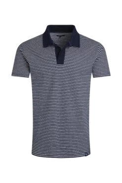 Virgil Organic Cotton Striped Polo Shirt Navy 10 Virgil Organic Cotton Striped Polo Shirt Navy -Everyday Luxe 122255