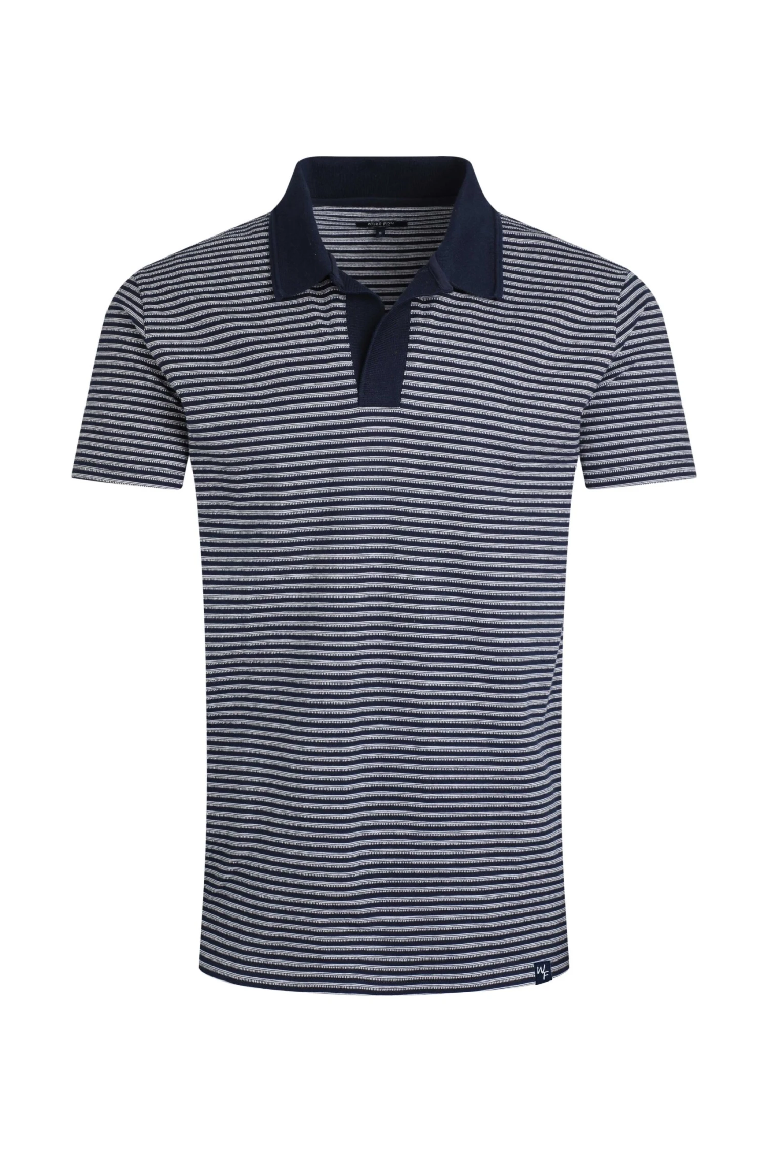 Virgil Organic Cotton Striped Polo Shirt Navy 4 Virgil Organic Cotton Striped Polo Shirt Navy - Image 2