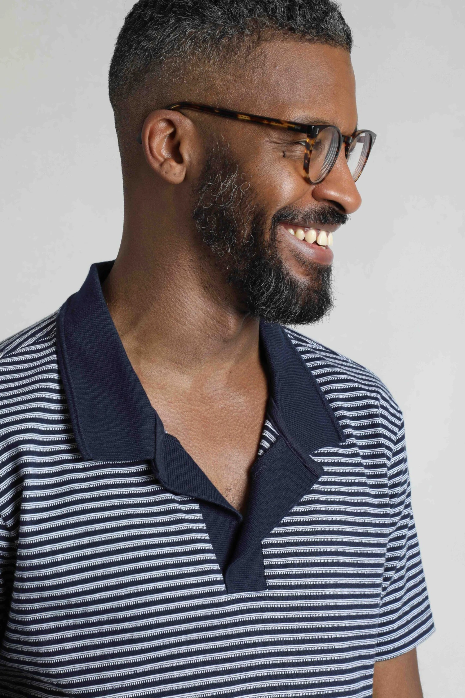 Virgil Organic Cotton Striped Polo Shirt Navy 7 Virgil Organic Cotton Striped Polo Shirt Navy - Image 5