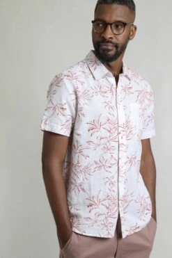 Tarim Linen Rich Hawaiian Shirt Red