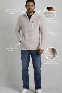 Transom Full Zip Macaroni Sweatshirt Ecru 16 Transom Full Zip Macaroni Sweatshirt Ecru -Everyday Luxe 122328