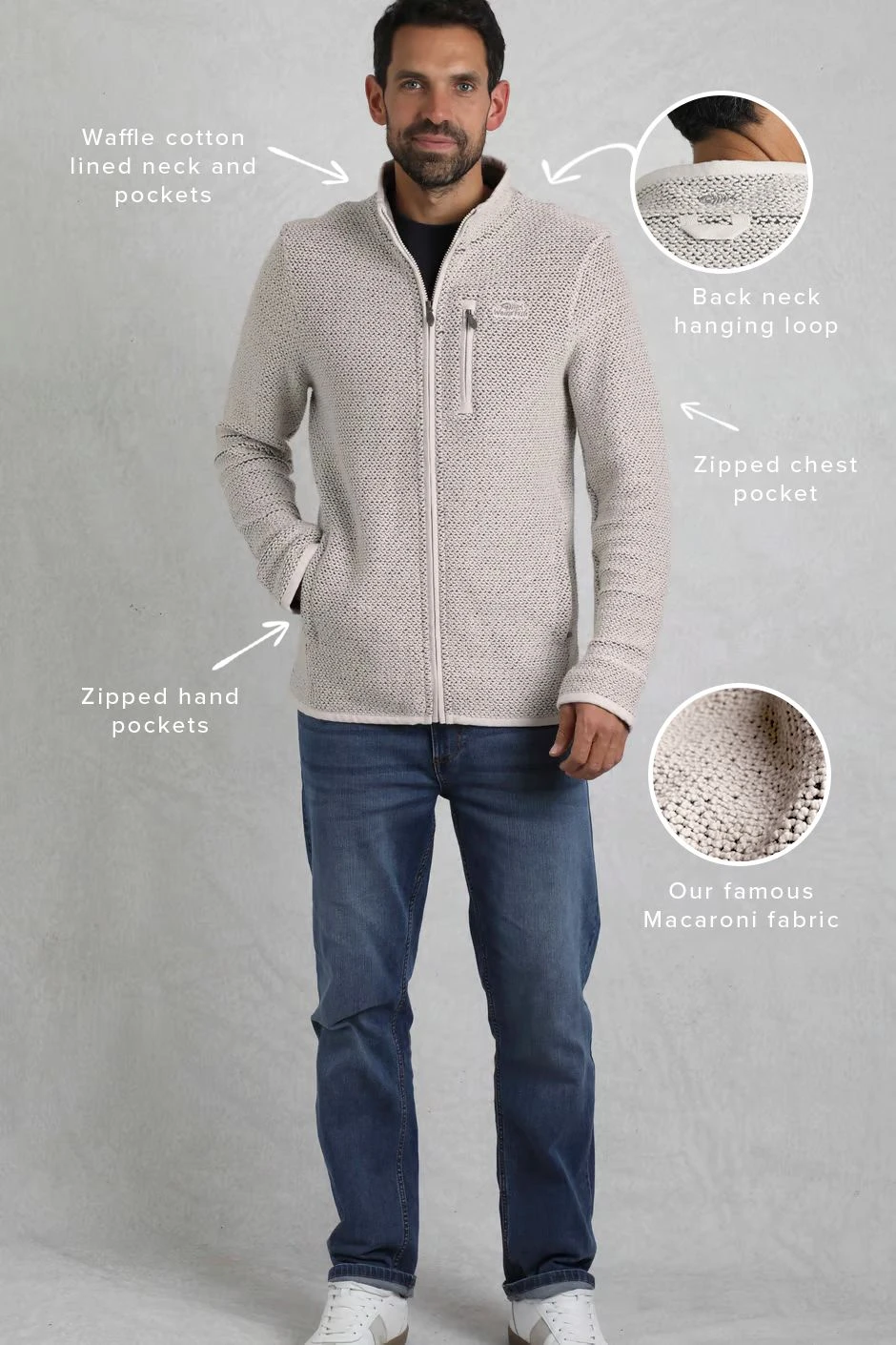 Transom Full Zip Macaroni Sweatshirt Ecru 7 Transom Full Zip Macaroni Sweatshirt Ecru - Image 5