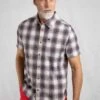 Angeles Vintage Wash Short Sleeve Check Shirt Dusty White 2 Angeles Vintage Wash Short Sleeve Check Shirt Dusty White -Everyday Luxe 122842