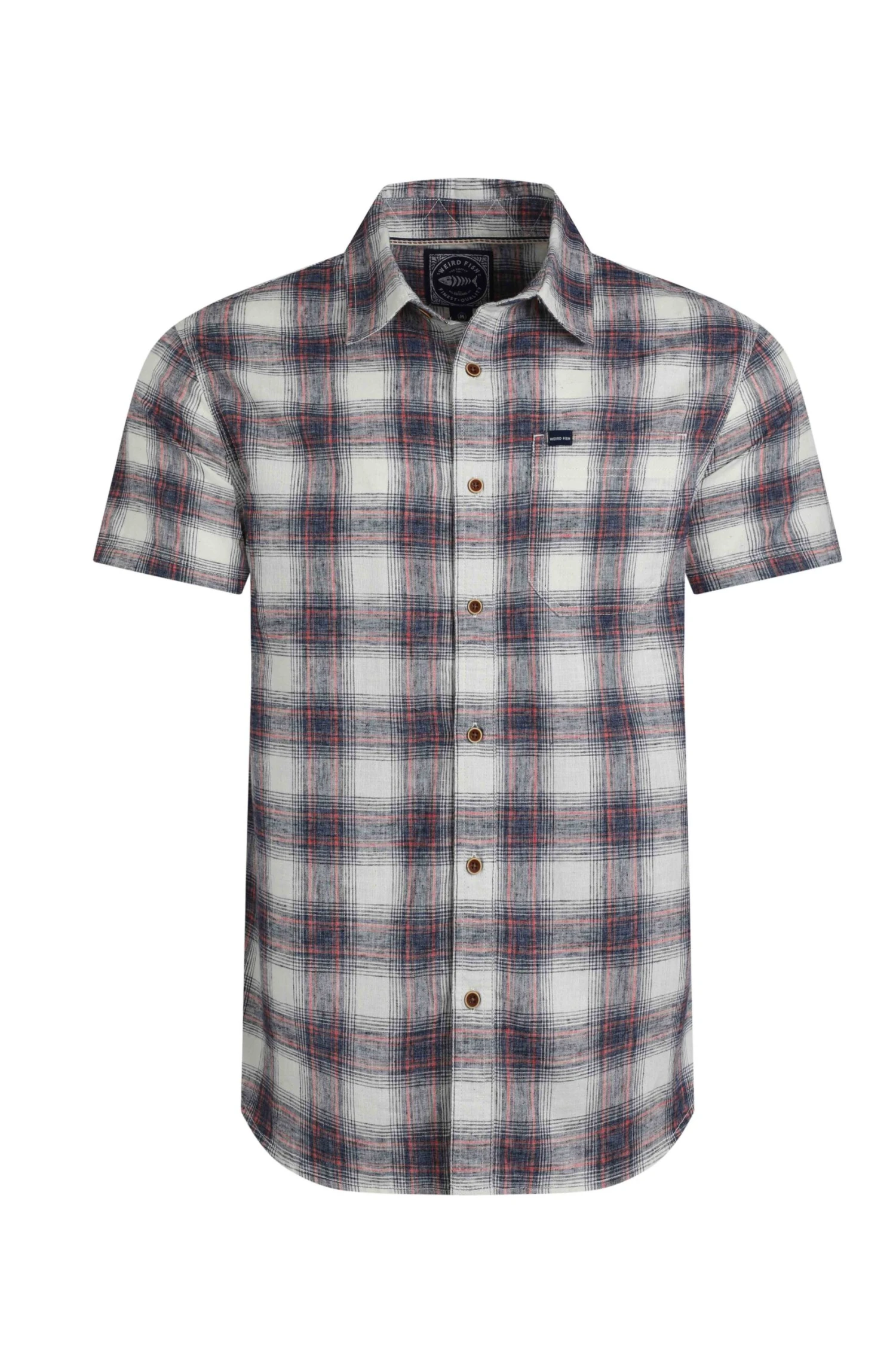 Angeles Vintage Wash Short Sleeve Check Shirt Dusty White 4 Angeles Vintage Wash Short Sleeve Check Shirt Dusty White - Image 2