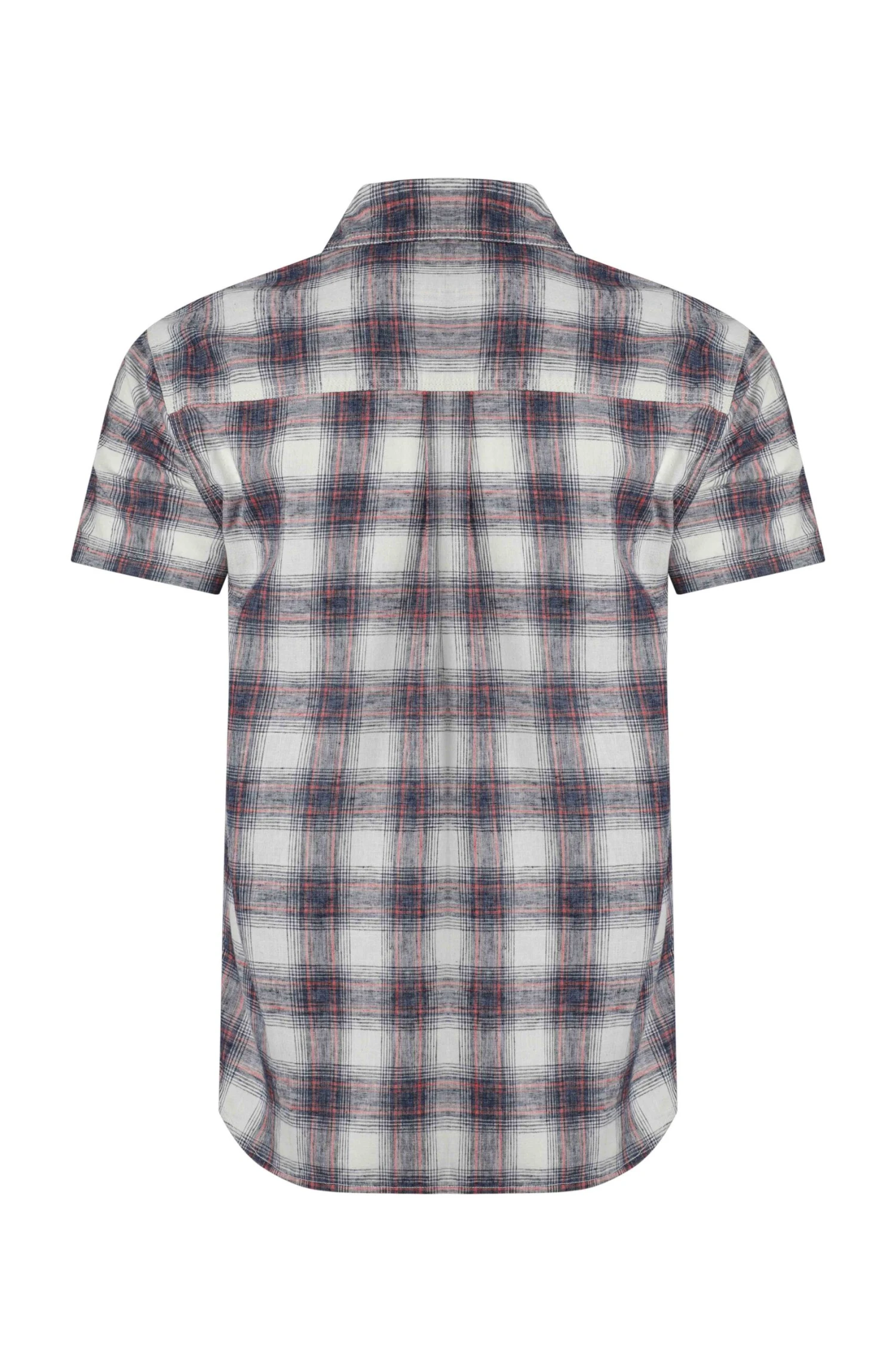 Angeles Vintage Wash Short Sleeve Check Shirt Dusty White 8 Angeles Vintage Wash Short Sleeve Check Shirt Dusty White - Image 6