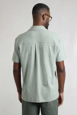 Wooster Crepe Knit Shirt Limestone -Everyday Luxe 123409