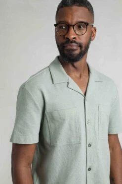 Wooster Crepe Knit Shirt Limestone -Everyday Luxe 123411