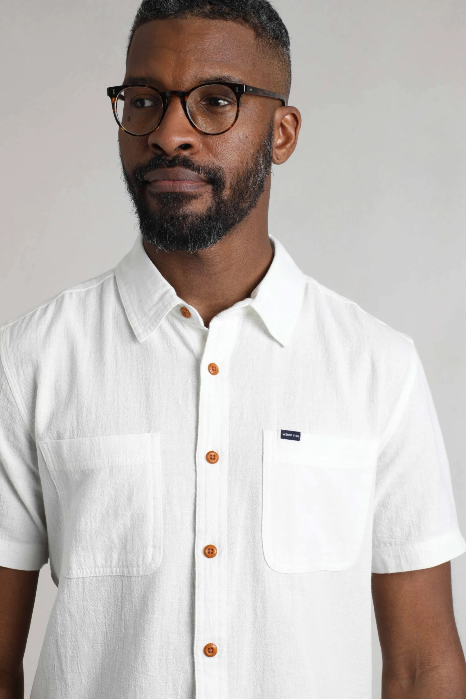 Hinton Organic Cotton And Linen Crepe Shirt Dusty White 3 Hinton Organic Cotton And Linen Crepe Shirt Dusty White