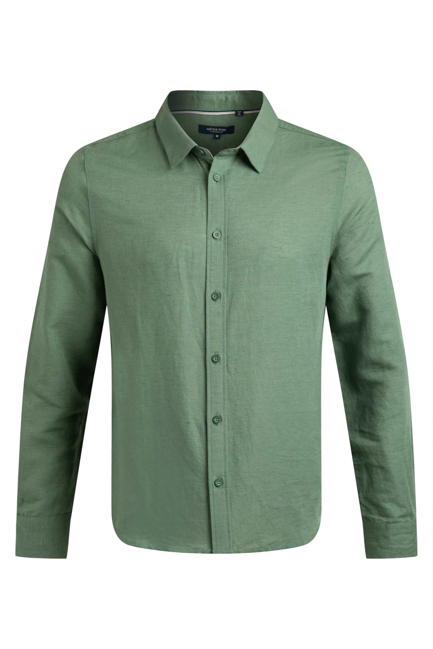 Shaun Linen Rich Long Sleeve Shirt Army Green 4 Shaun Linen Rich Long Sleeve Shirt Army Green - Image 2