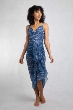 Kiera Recycled Polyester Sarong Scarf Ensign Blue -Everyday Luxe 123972