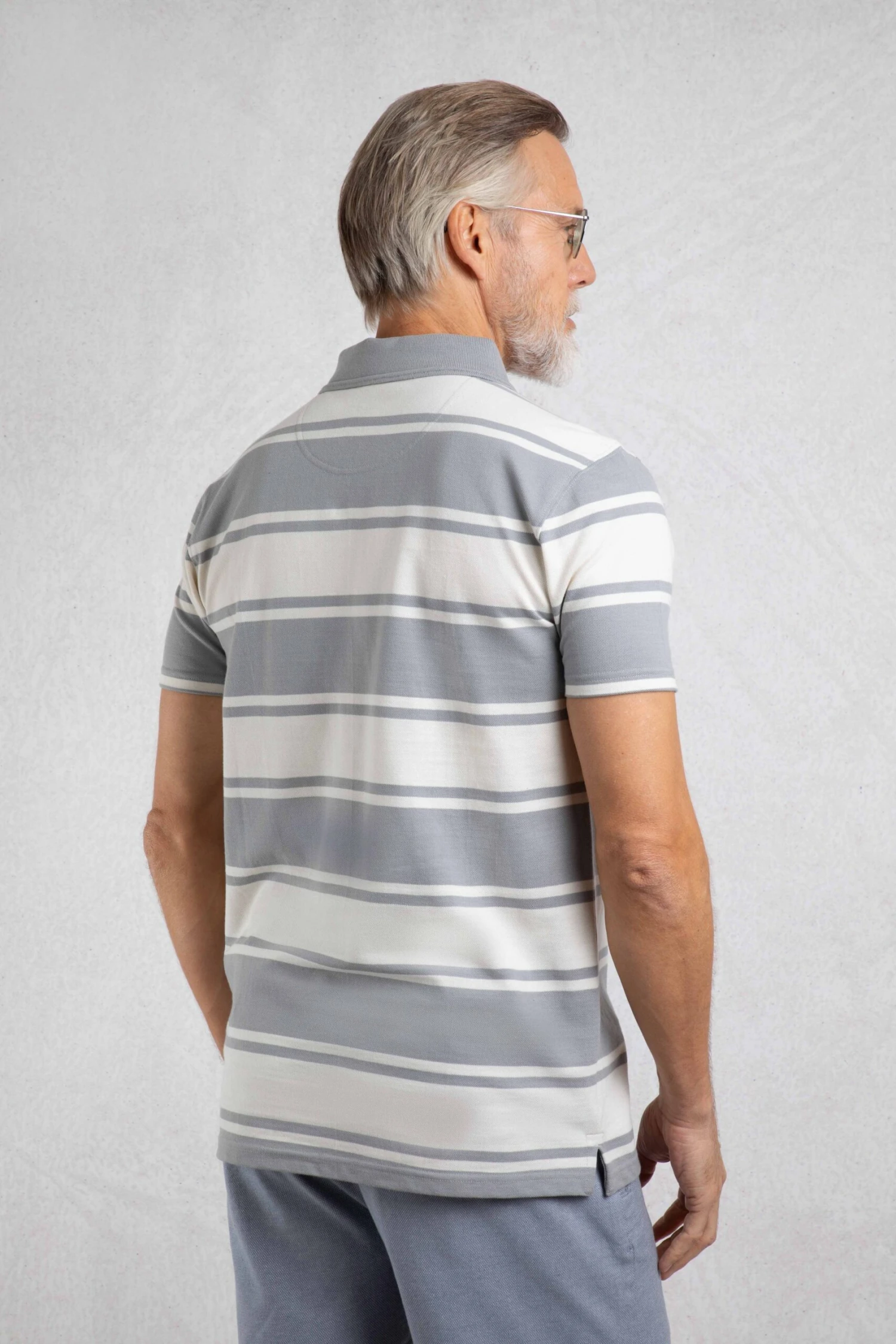 Henry Striped Pique Polo Shirt Limestone 5 Henry Striped Pique Polo Shirt Limestone - Image 3