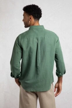 Shaun Linen Rich Long Sleeve Shirt Army Green 10 Shaun Linen Rich Long Sleeve Shirt Army Green -Everyday Luxe 124688
