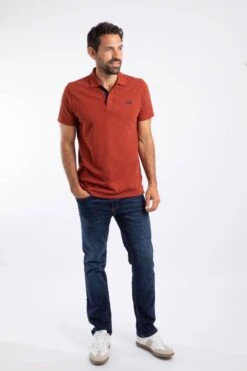 Miles Pique Polo Shirt Burnt Henna -Everyday Luxe 125309