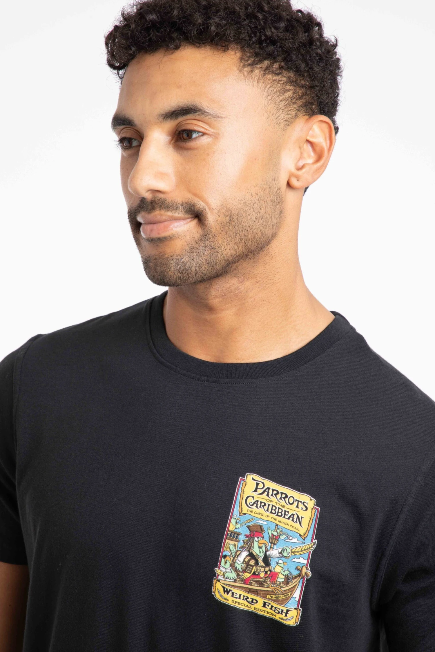 Parrots Of The Caribbean Back Print Artist T-Shirt Black 3 Parrots Of The Caribbean Back Print Artist T-Shirt Black