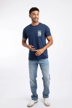 Only Fowls And Hawkses Back Print Artist T-Shirt Dark Blue -Everyday Luxe 125586