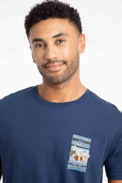 Only Fowls And Hawkses Back Print Artist T-Shirt Dark Blue -Everyday Luxe 125587