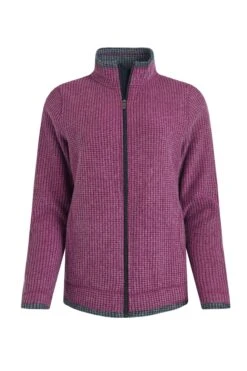 Ariana Full Zip Grid Fleece Purple Wine -Everyday Luxe 125745