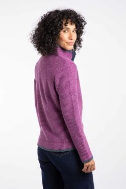 Ariana Full Zip Grid Fleece Purple Wine -Everyday Luxe 125746