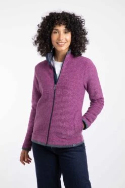 Ariana Full Zip Grid Fleece Purple Wine -Everyday Luxe 125747