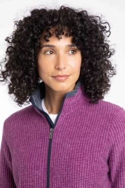 Ariana Full Zip Grid Fleece Purple Wine -Everyday Luxe 125748