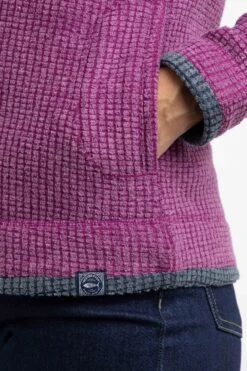 Ariana Full Zip Grid Fleece Purple Wine -Everyday Luxe 125750