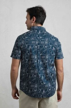 Summertown Short Sleeve Printed Shirt Navy -Everyday Luxe 125939