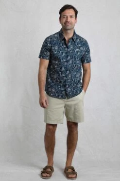 Summertown Short Sleeve Printed Shirt Navy -Everyday Luxe 125940