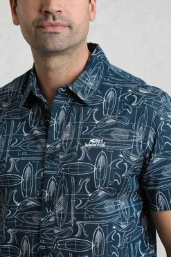 Summertown Short Sleeve Printed Shirt Navy -Everyday Luxe 125941