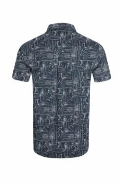 Summertown Short Sleeve Printed Shirt Navy -Everyday Luxe 125942