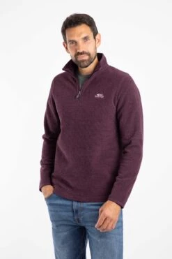 Errill 1/4 Zip Textured Fleece Aubergine