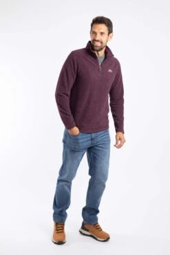 Errill 1/4 Zip Textured Fleece Aubergine -Everyday Luxe 126142