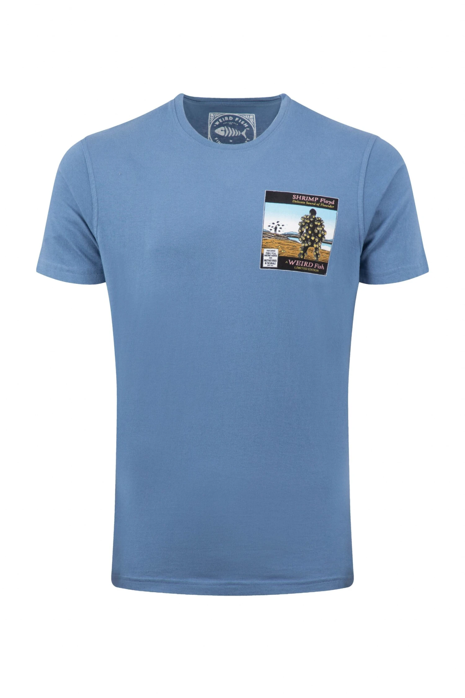 Shrimp Floyd Back Print Artist T-Shirt Mid Blue 4 Shrimp Floyd Back Print Artist T-Shirt Mid Blue - Image 2