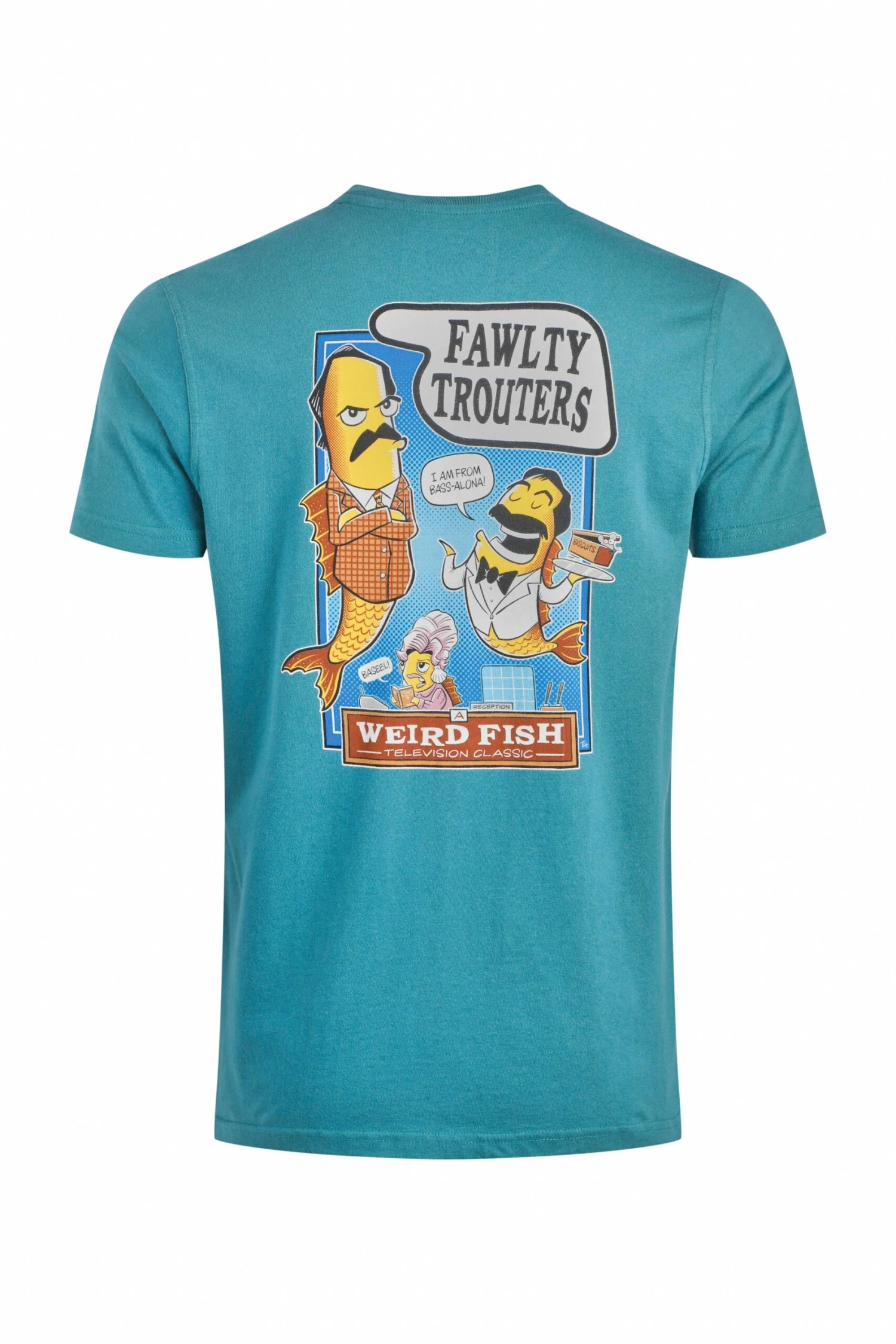 Fawlty Trouters Back Print Artist T-Shirt Deep Teal 8 Fawlty Trouters Back Print Artist T-Shirt Deep Teal - Image 6