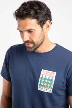 Hey Teacher Back Print Artist T-Shirt Dark Blue -Everyday Luxe 126729