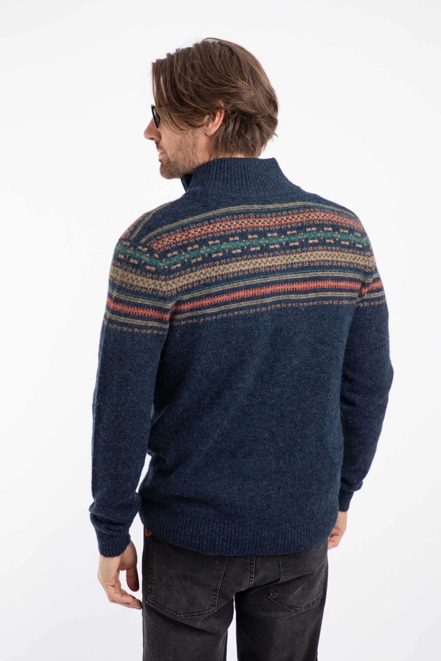 Larner 1/4 Zip Fair Isle Jumper Midnight 5 Larner 1/4 Zip Fair Isle Jumper Midnight - Image 3