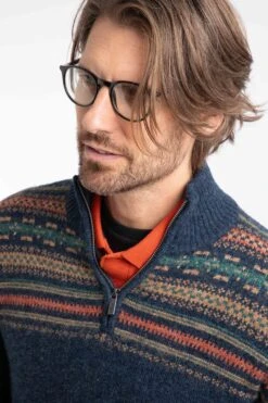 Larner 1/4 Zip Fair Isle Jumper Midnight 13 Larner 1/4 Zip Fair Isle Jumper Midnight -Everyday Luxe 126803