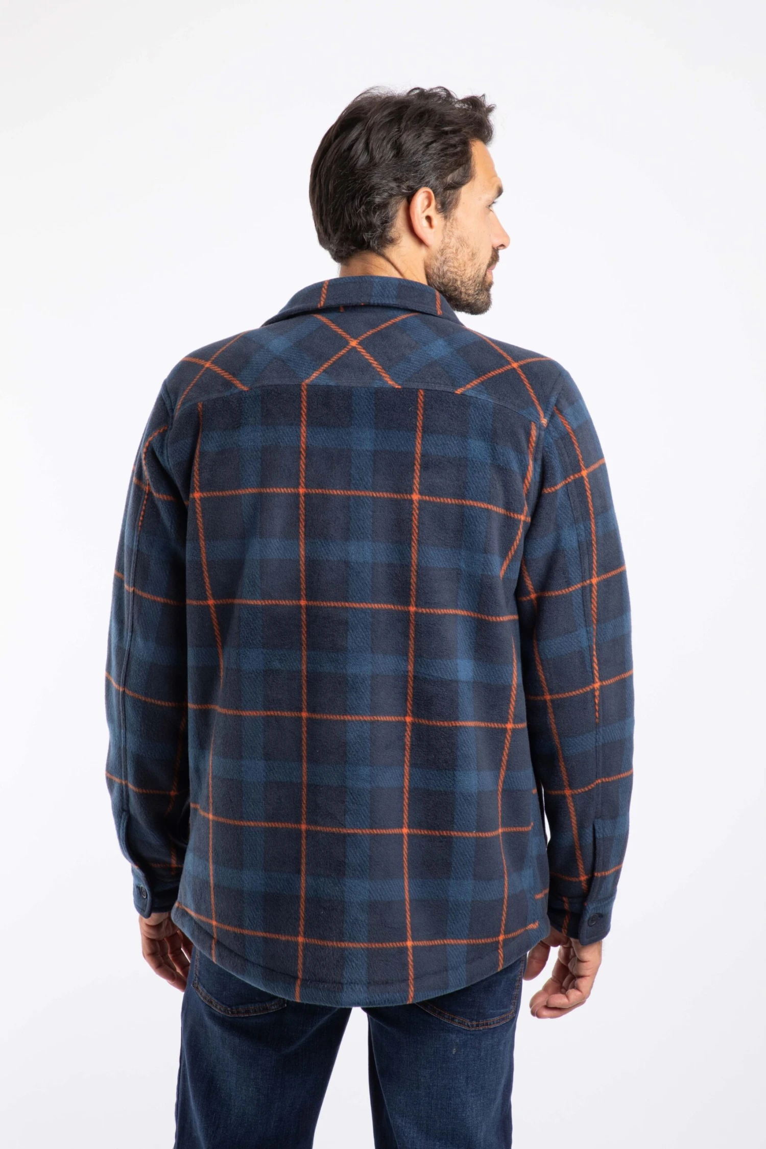 Tyburn Check Fleece Shacket Navy 6 Tyburn Check Fleece Shacket Navy - Image 4