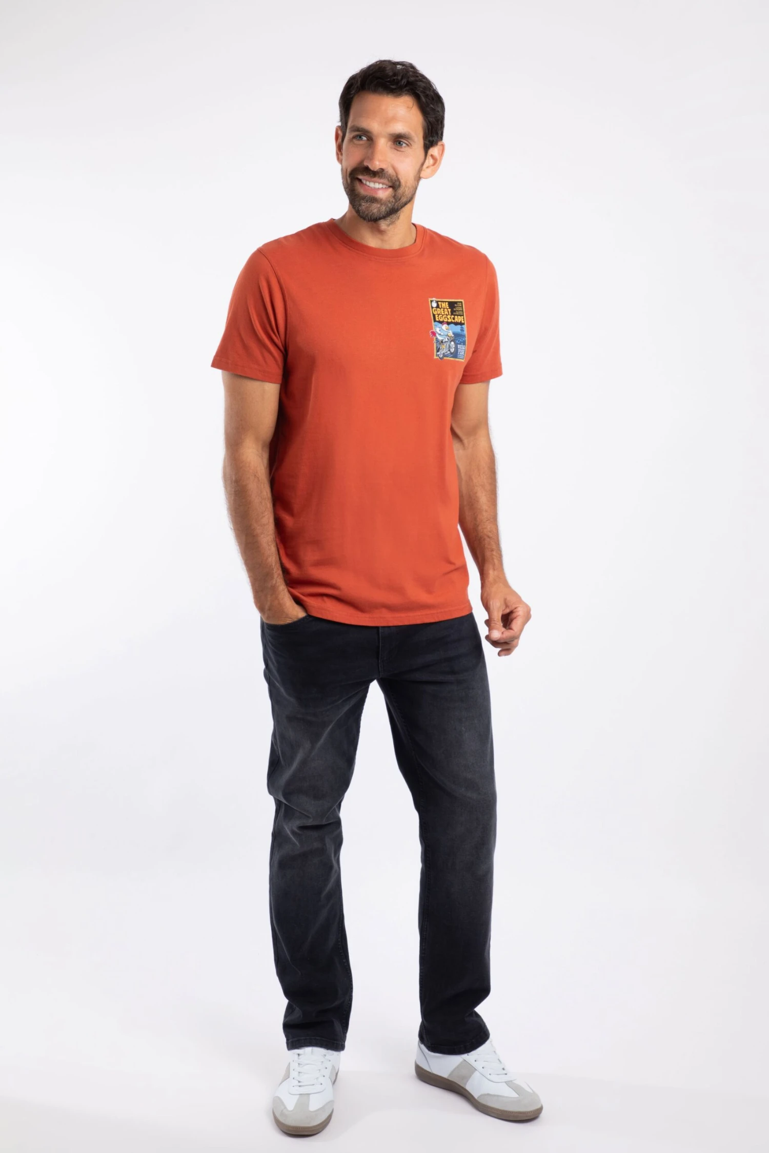 The Great Eggscape Back Print Artist T-Shirt Rust Leaves 6 The Great Eggscape Back Print Artist T-Shirt Rust Leaves - Image 4