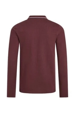 Theo Organic Cotton Textured Jersey Long Sleeve Polo Bitter Chocolate -Everyday Luxe 127115
